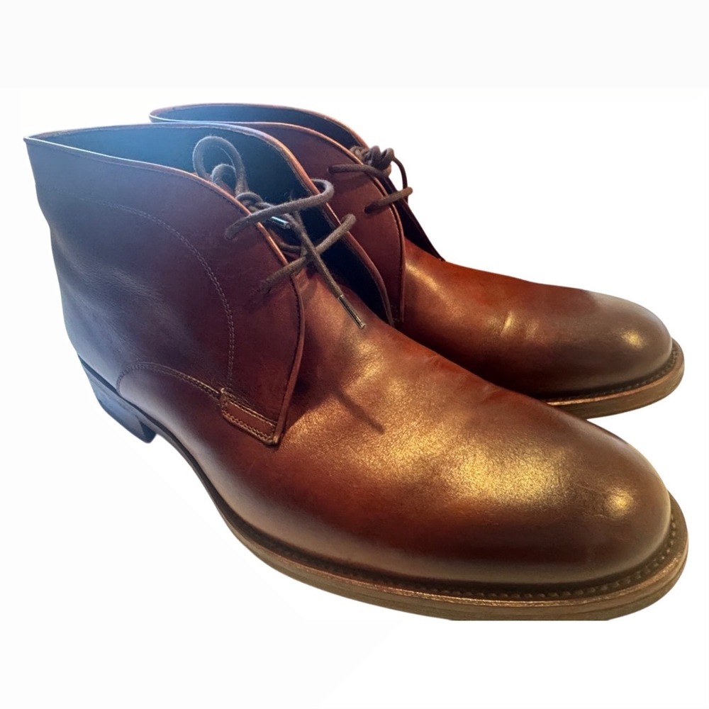 Magnanni Chukka Boots Mens 12 Cognac Brown Leather Lace Up Made in Spain